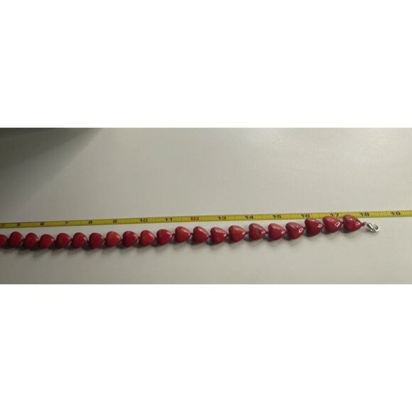 Vintage Red Heart Bead Tourquoise Howlite Beaded Necklace Women’s Sz 18” - Picture 3 of 9
